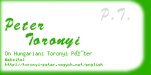 peter toronyi business card